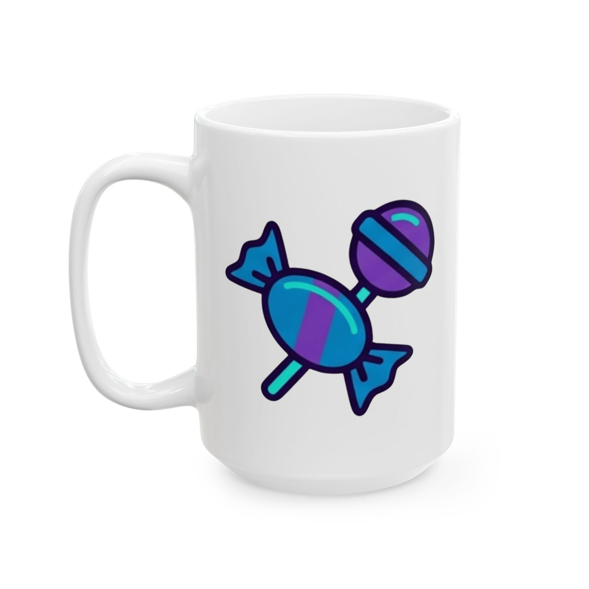 "Free Candy For All" White Ceramic Mug — Graphic