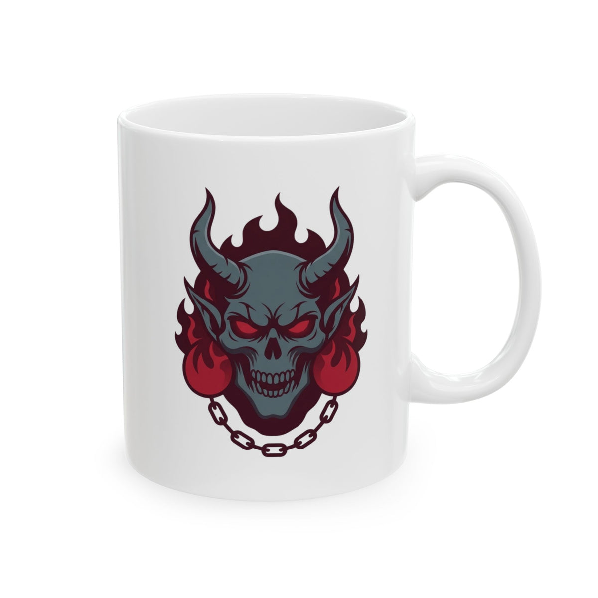 "Damned" White Ceramic Mug — Graphic