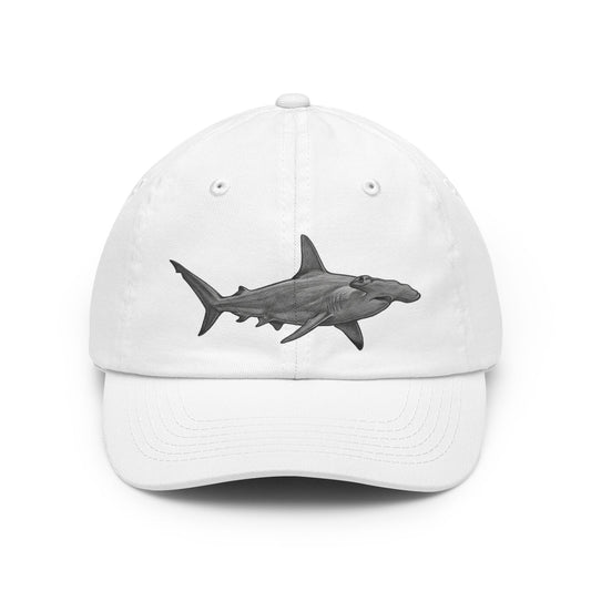 Color: White | Pencil Sketch Art Hammerhead Shark Dad Hat