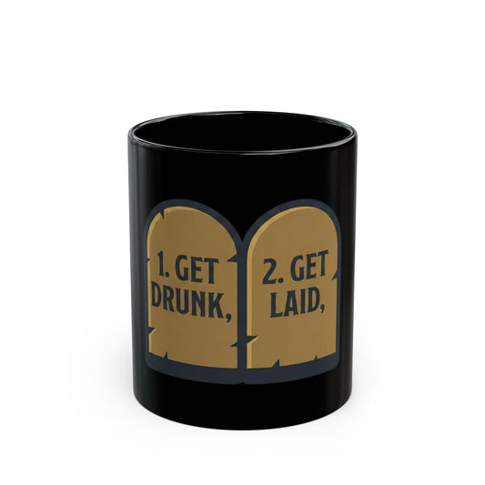 "11th and 12th Commandment" Black Ceramic Mug — Graphic