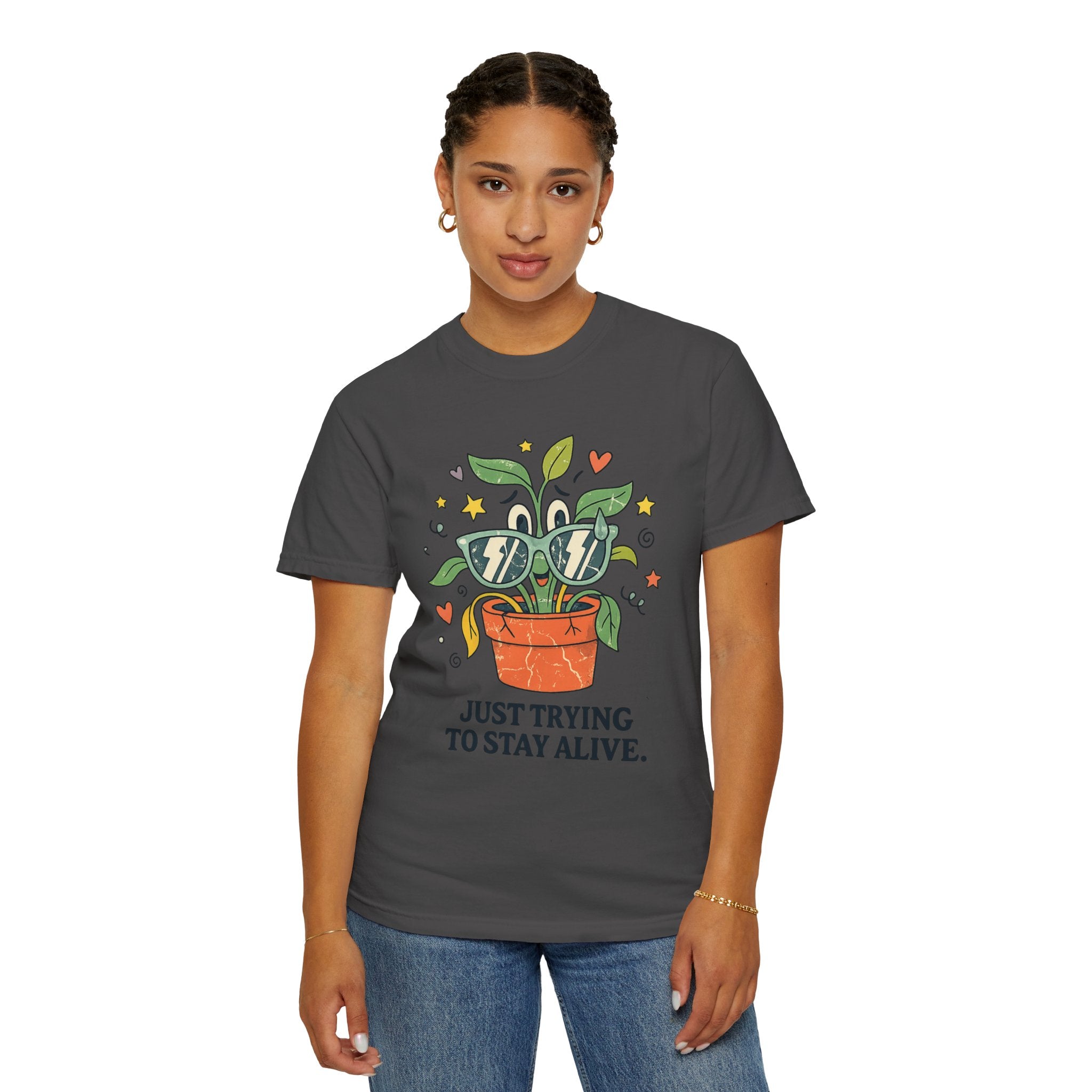 "Trying to Stay Alive" Unisex Garment-Dyed T-shirt
