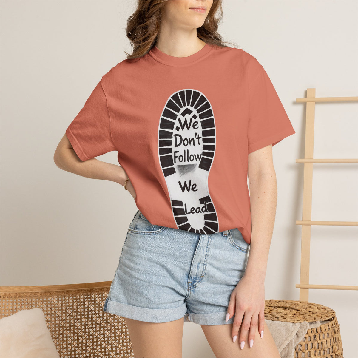 Color: Terracotta | We Don't Follow-We Lead Unisex Garment-Dyed T-shirt