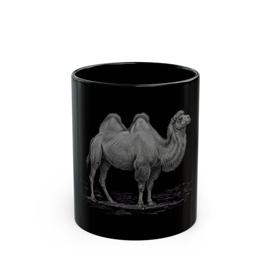 "Pencil Sketch Art Camel" Black Ceramic Mug