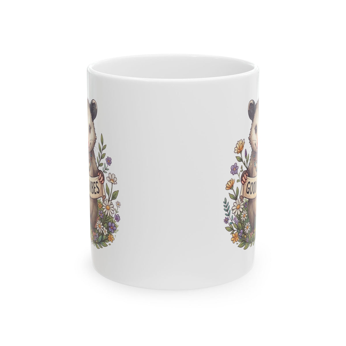 "Hippy Opossum" White Ceramic Mug