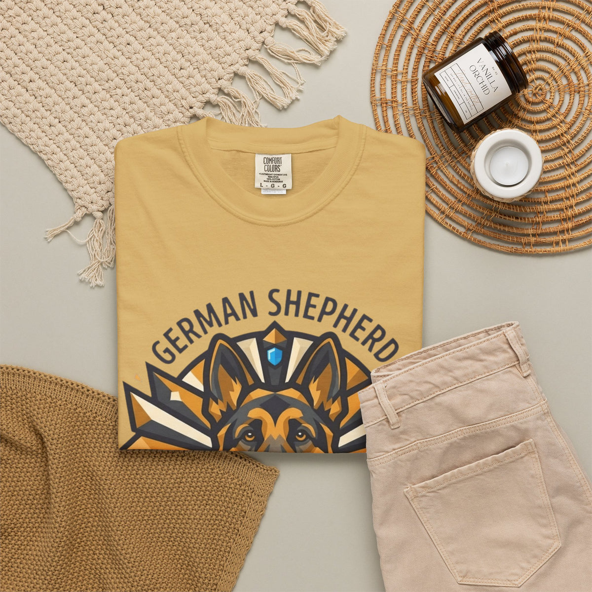 "German Shepherd Guardian Loyal Brave" Unisex Garment-Dyed Tee