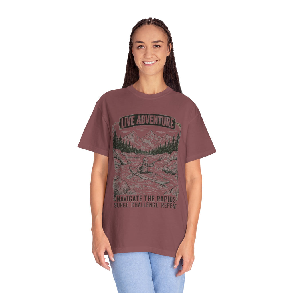 "Live Adventure - Kayak" Unisex Garment-Dyed Tee