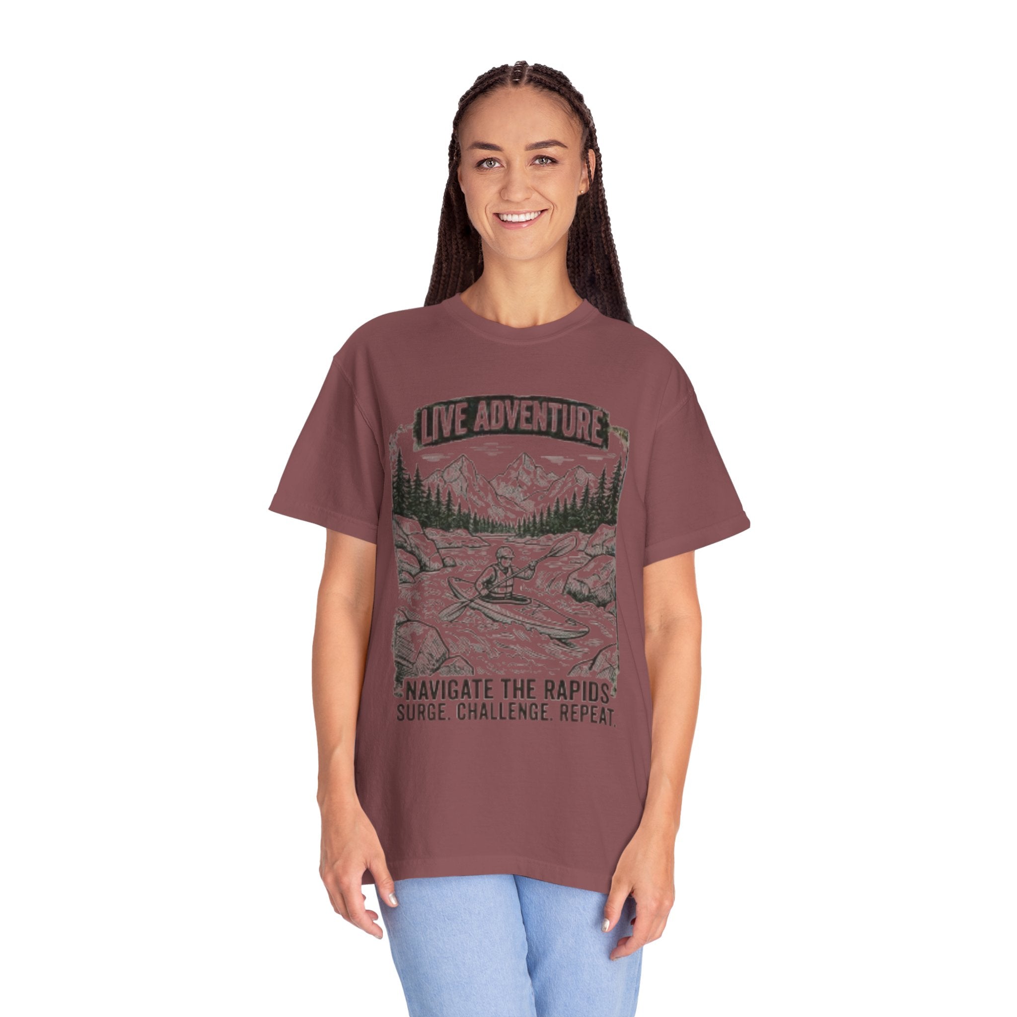 "Live Adventure - Kayak" Unisex Garment-Dyed Tee