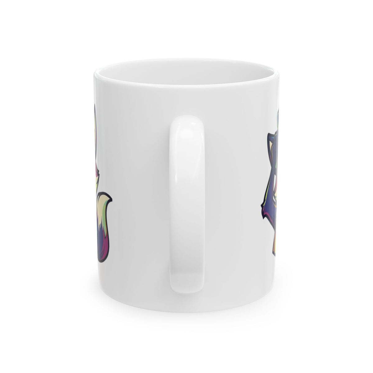 "Mischievous" White Ceramic Mug — Graphic