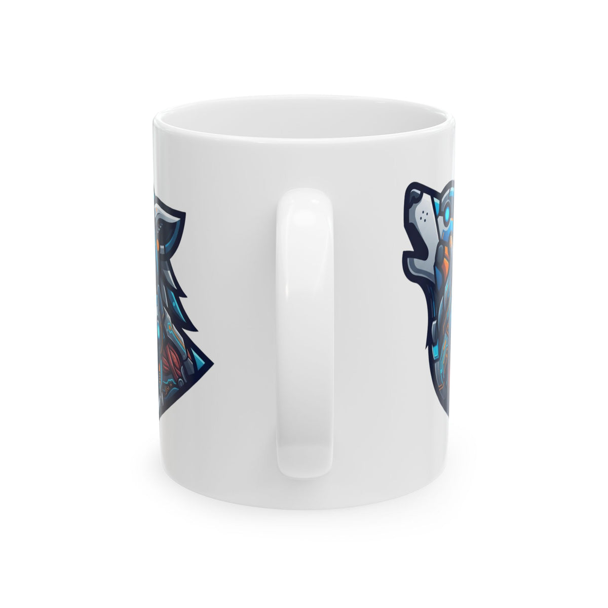 "Cyber Wolf" White Ceramic Mug — Graphic