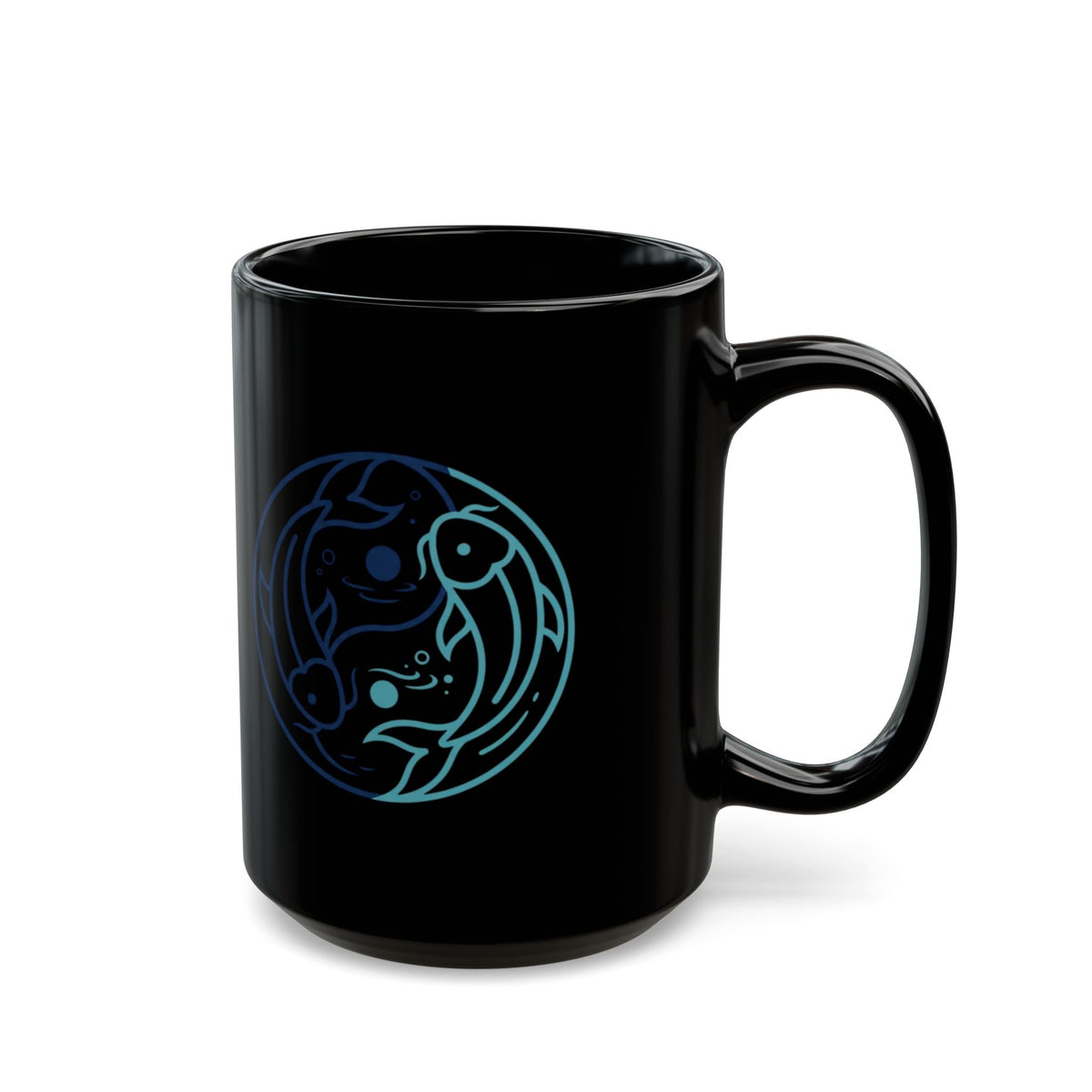 "Yin Yang Pisces" Black Ceramic Mug — Graphic