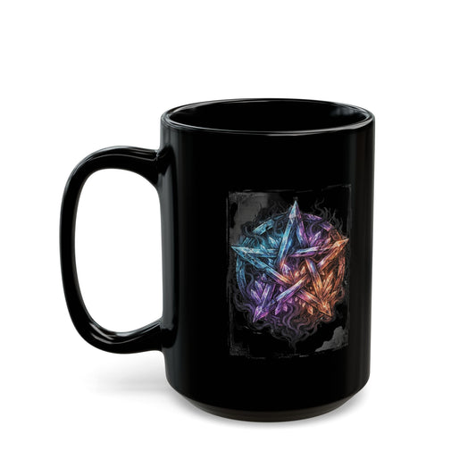 "Cosmic Spectrum Pentacle" Black Ceramic Mug
