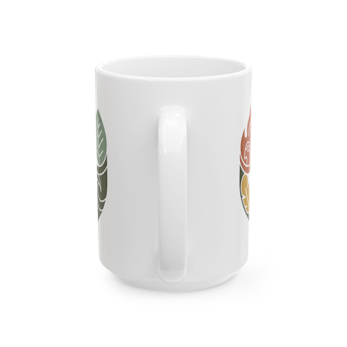 "Four Elements- Fire, Earth, Air, Water" White Ceramic Mug — Graphic