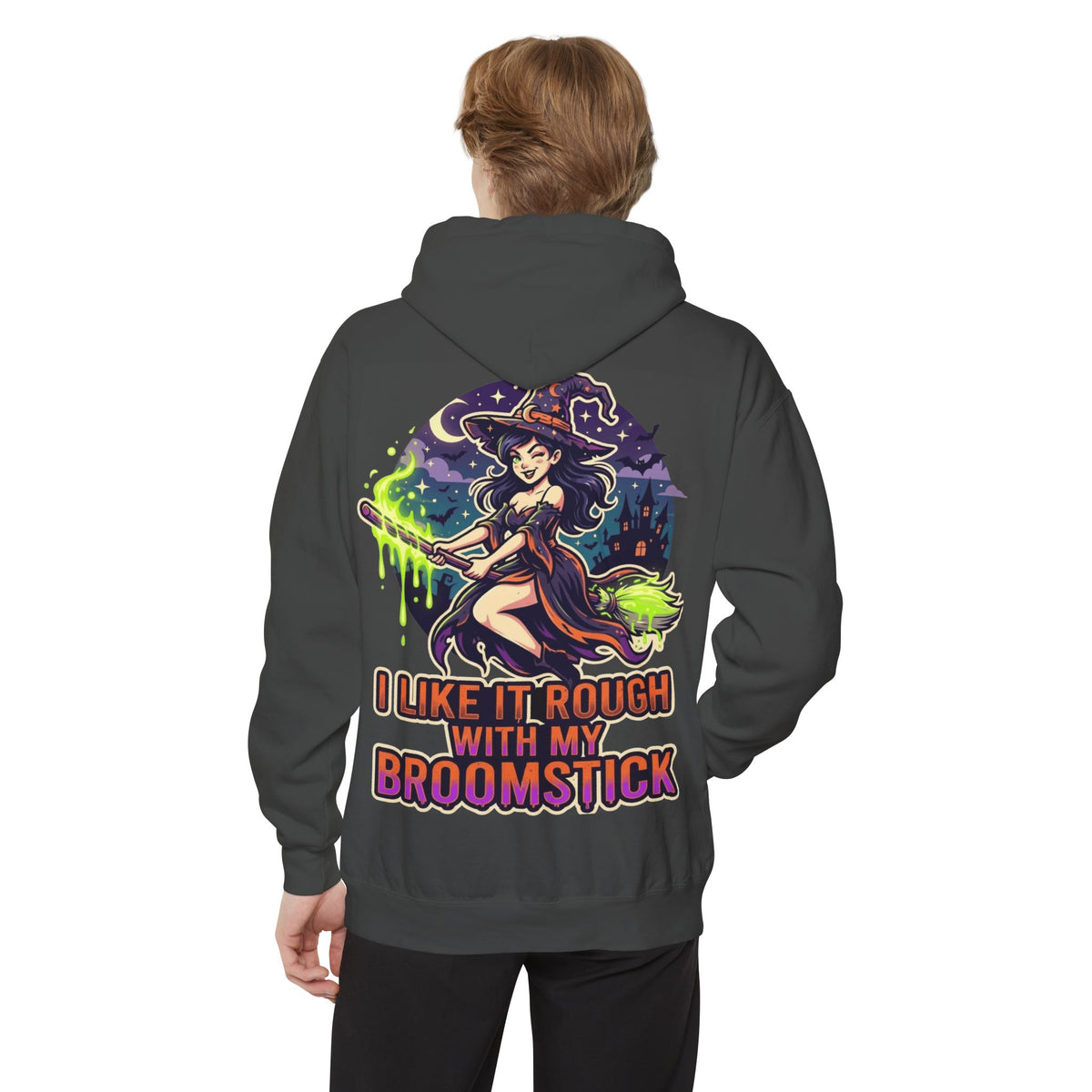 Color: Pepper | I Like It Rough With My Broomstick Garment-Dyed Hoodie