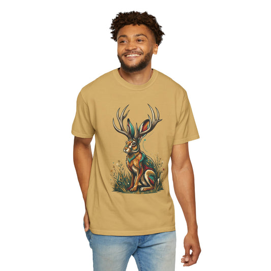 Color: Mustard | Jackalope (American Folklore) Unisex Garment-Dyed Tee
