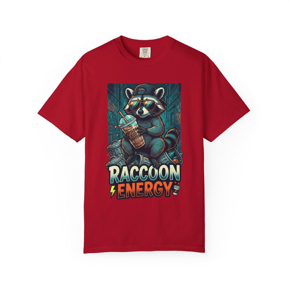 "Raccoon Energy" Unisex Garment-Dyed Tee