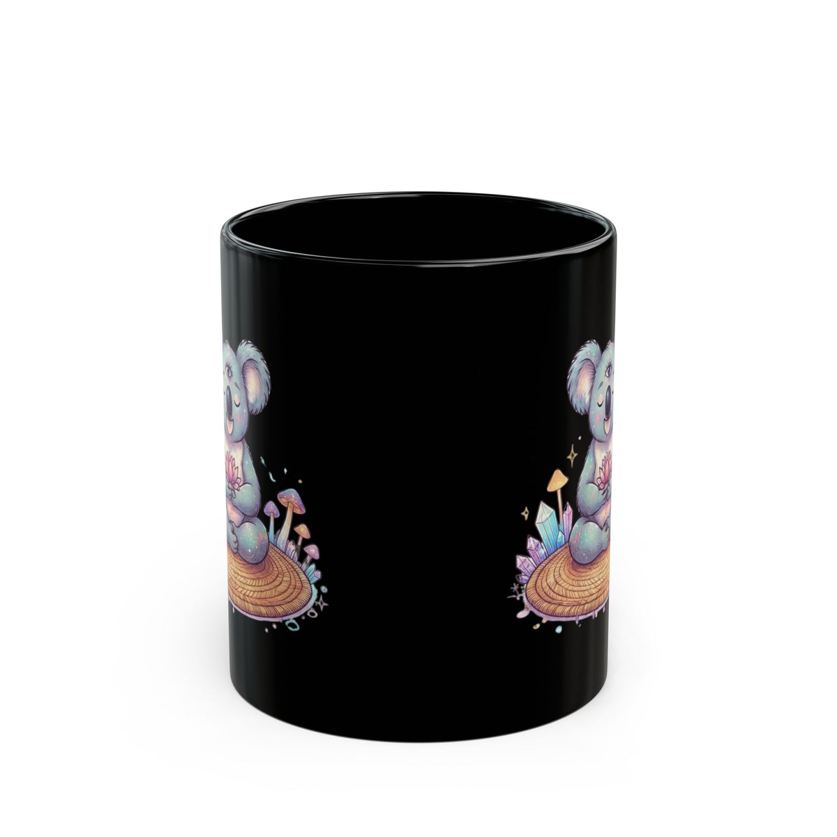 "Hippy Koala" Black Ceramic Mug