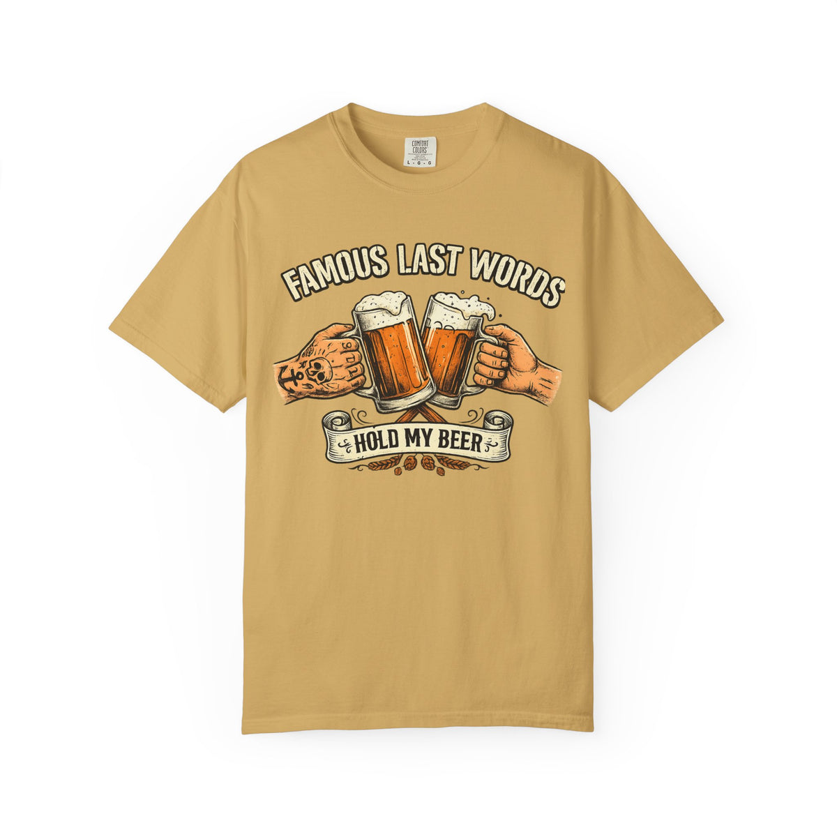 Color: Mustard | Famous Last Words Unisex Garment-Dyed Tee
