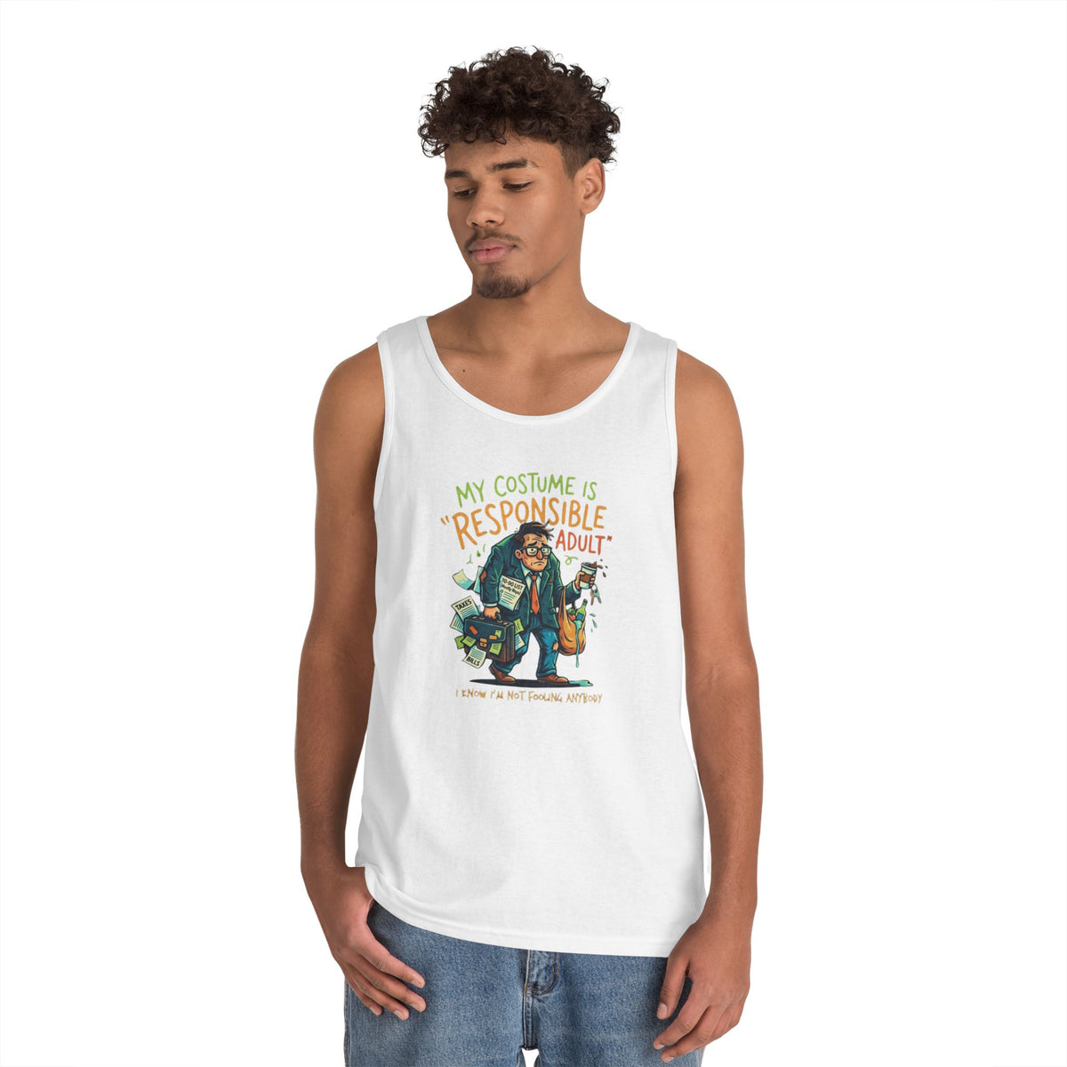 Color: White | Responsible Adult Costume Tank Top