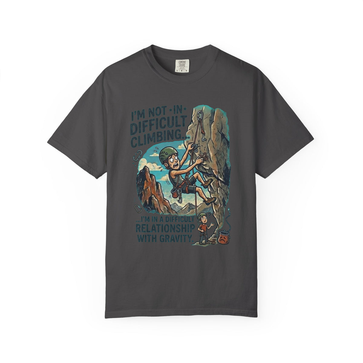 Color: Graphite | Difficult Climbing Unisex Garment-Dyed Tee