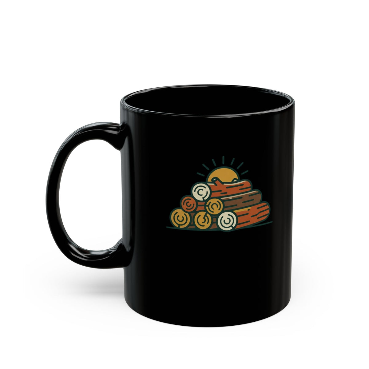"Morning Wood Appreciation Society" Black Ceramic Mug — Graphic
