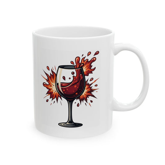 "Silent Night - Violent Wine Night" White Ceramic Mug — Graphic