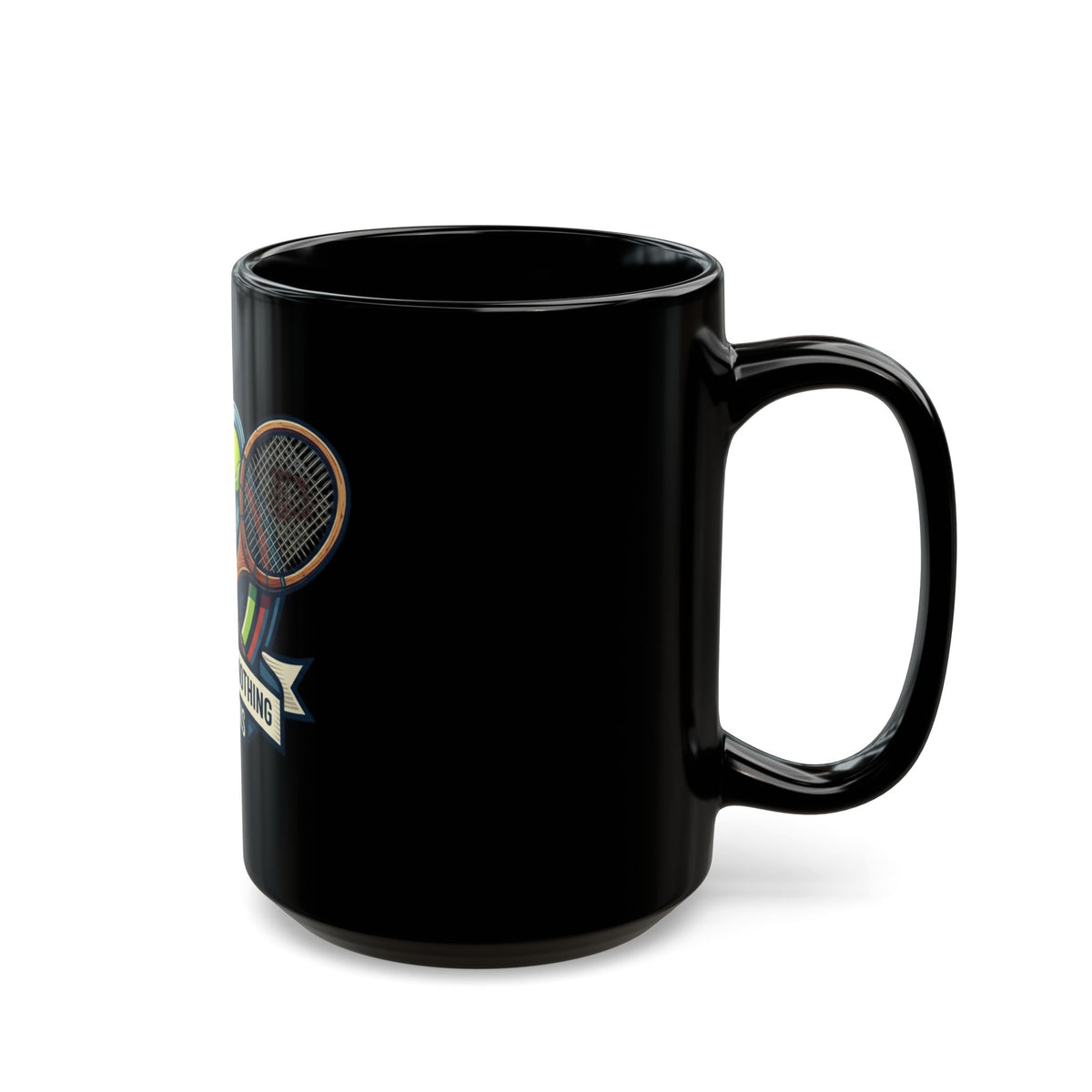 "Love Means Nothing in Tennis" Black Ceramic Mug