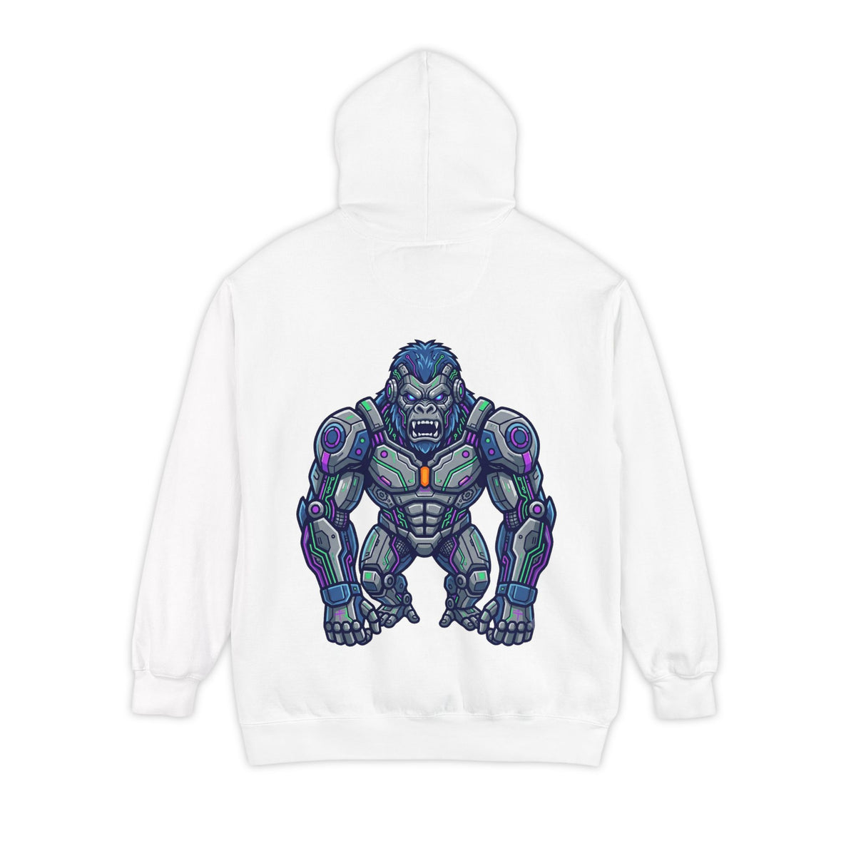 Color: White | Cyber Gorilla Garment-Dyed Hoodie