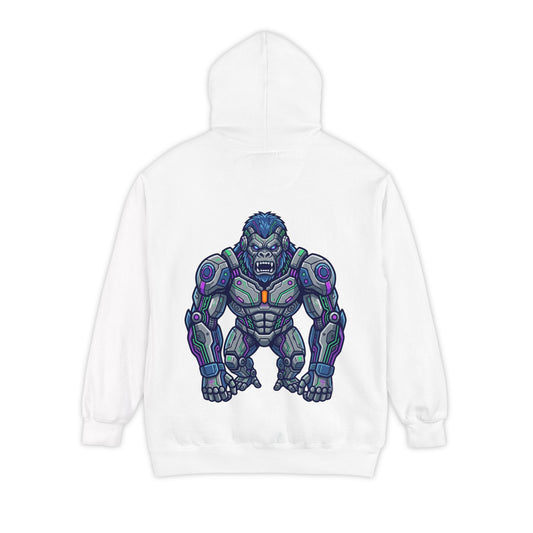 Color: White | Cyber Gorilla Garment-Dyed Hoodie
