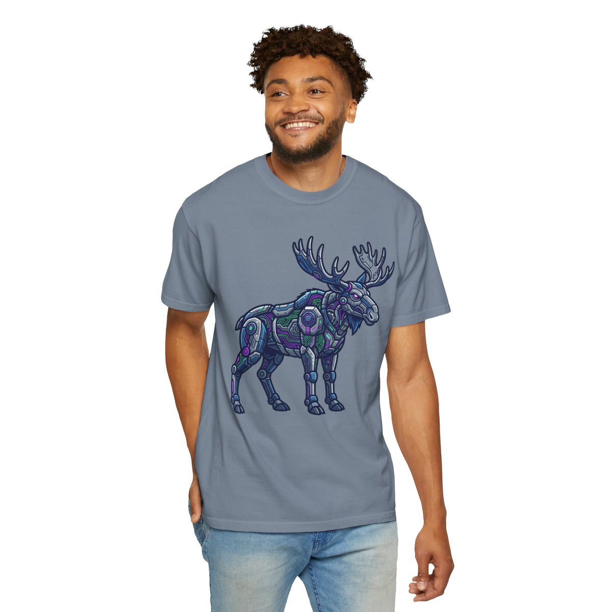 Color: Blue Jean | Cyber Moose Unisex Garment-Dyed Tee