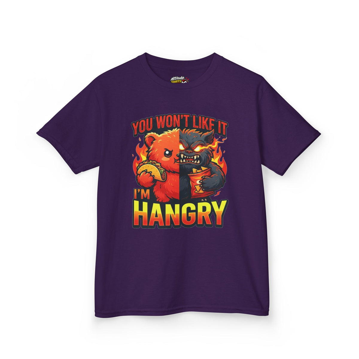 Color: Purple | You Won't Like It I'm Hangry Kids Tee