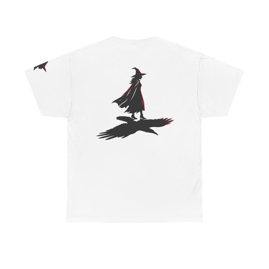 Color: White | Witch With Raven Shadow Premium Graphic Tee