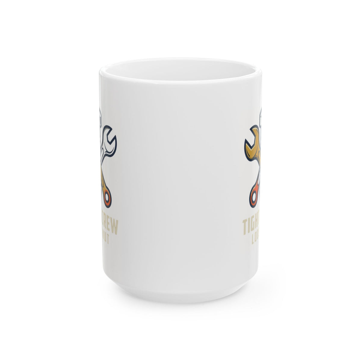 "Tight Screw and a Loose Nut" White Ceramic Mug — Graphic