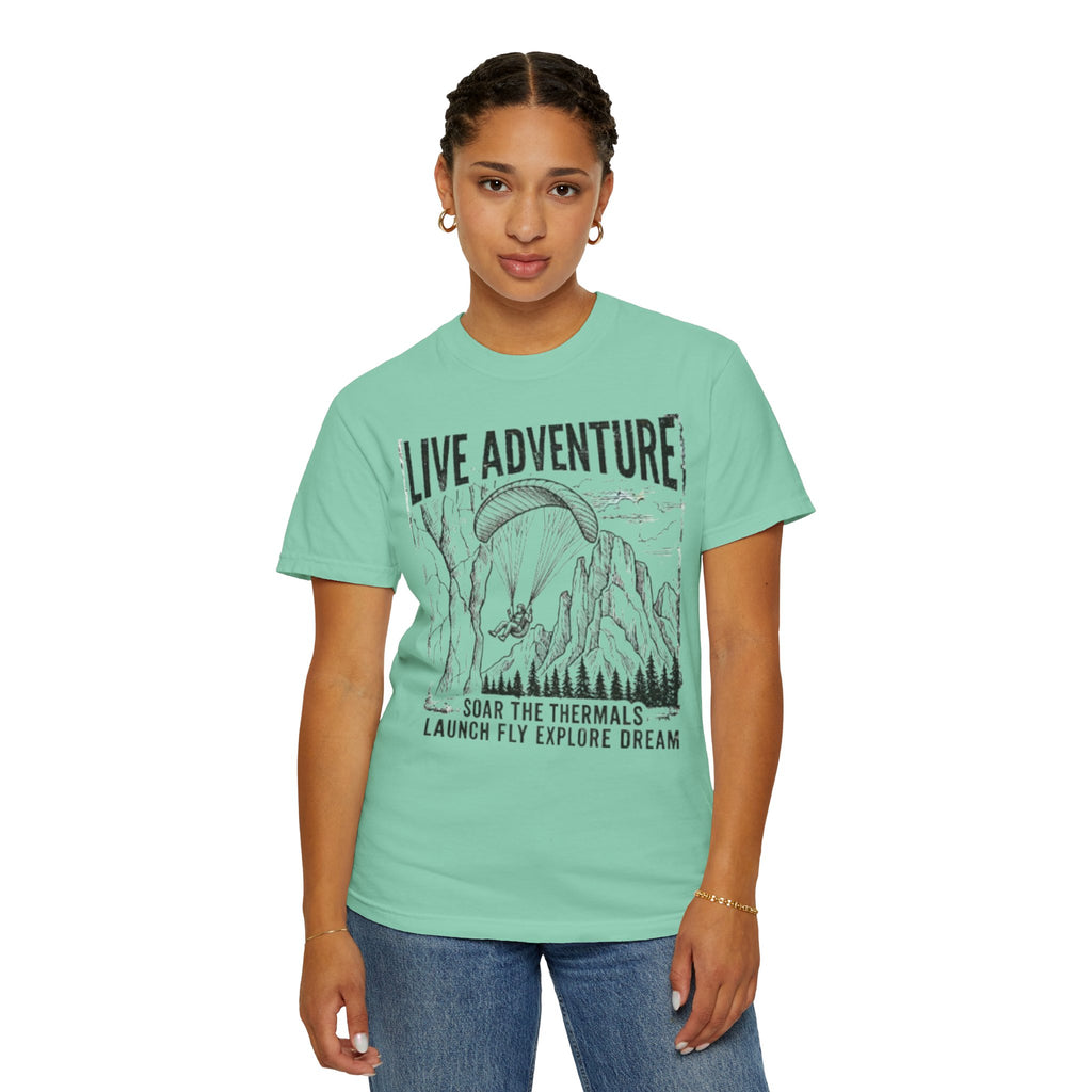 "Live Adventure - Soar the Thermals" Unisex Garment-Dyed Tee