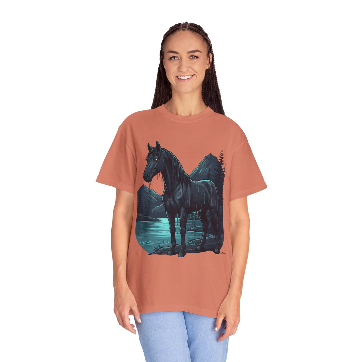 Color: Terracotta | Kelpie (Scottish Folklore) Unisex Garment-Dyed Tee