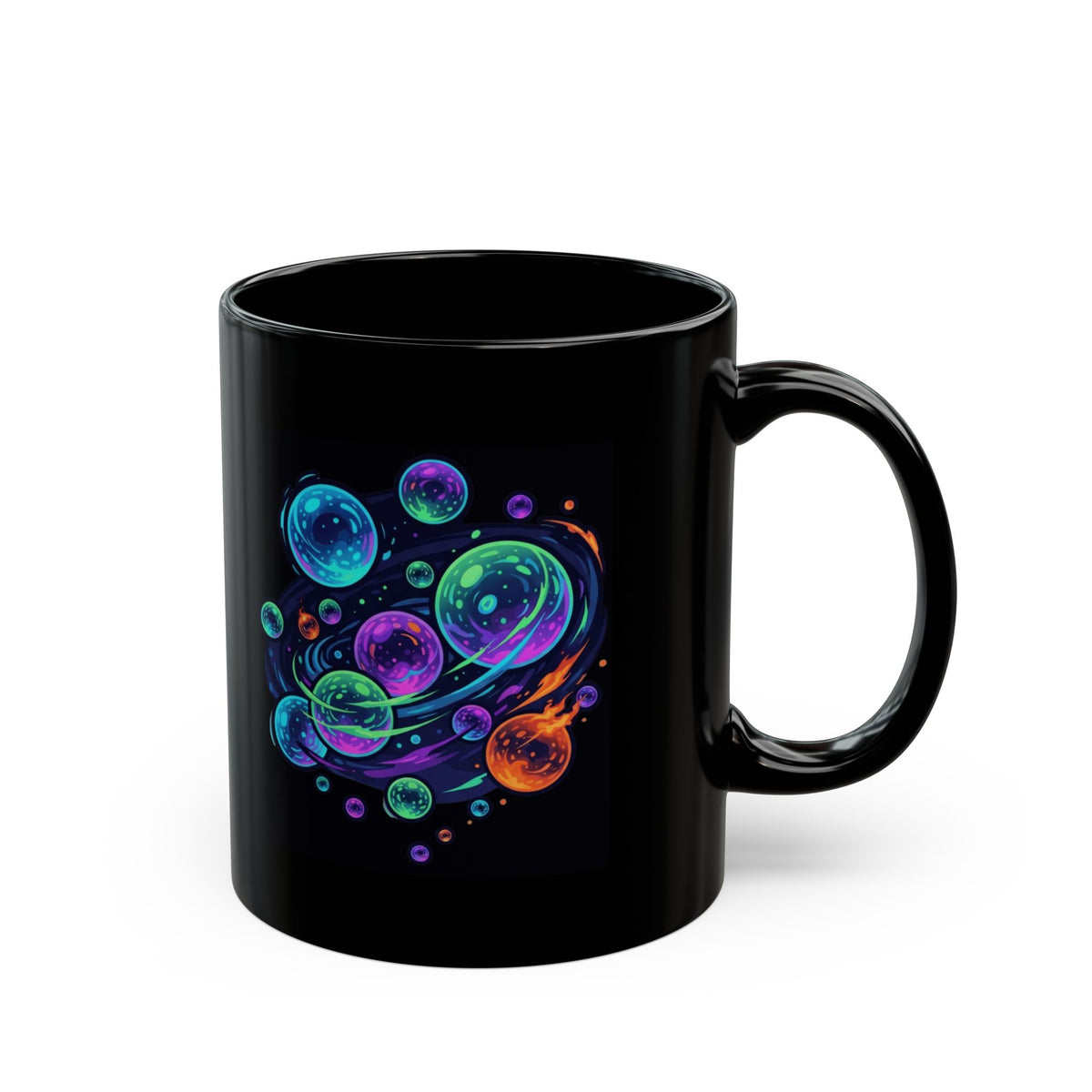 "MinMin Lights (Australian Folklore)" Black Ceramic Mug — Graphic
