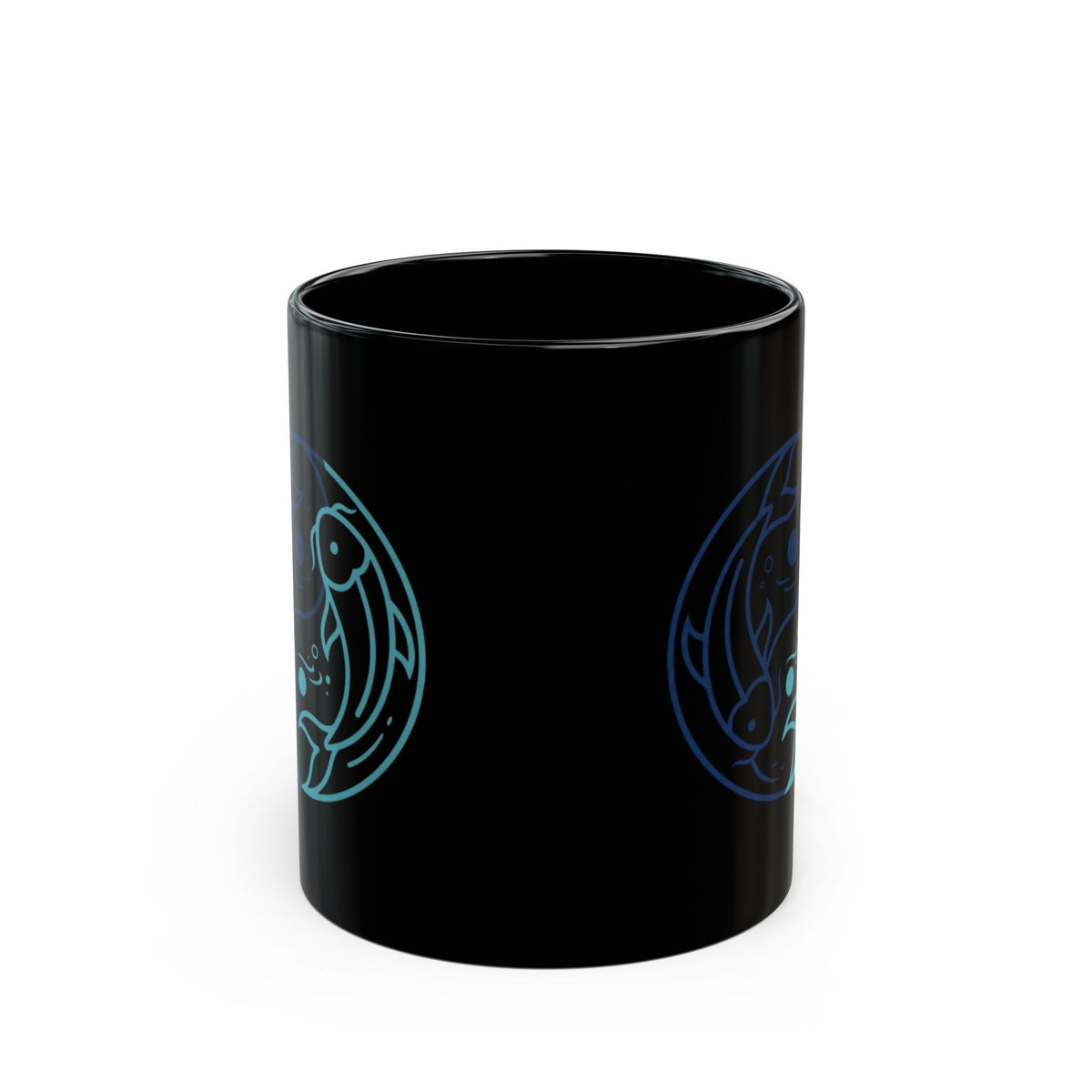 "Yin Yang Pisces" Black Ceramic Mug — Graphic