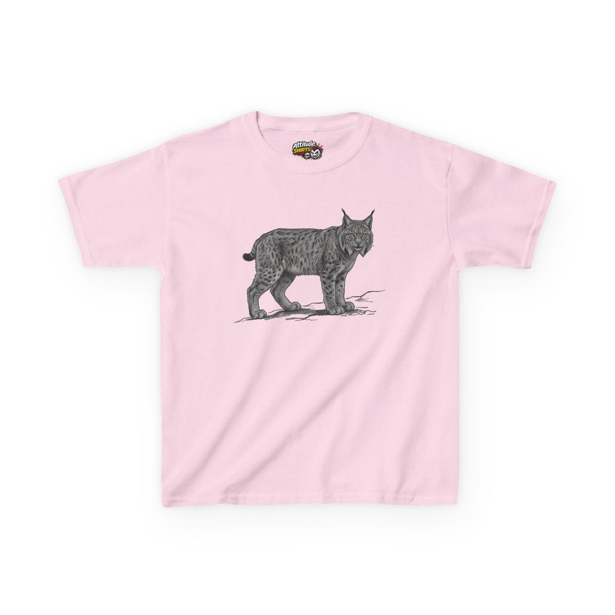 "Pencil Sketch Art Lynx" Kids Tee
