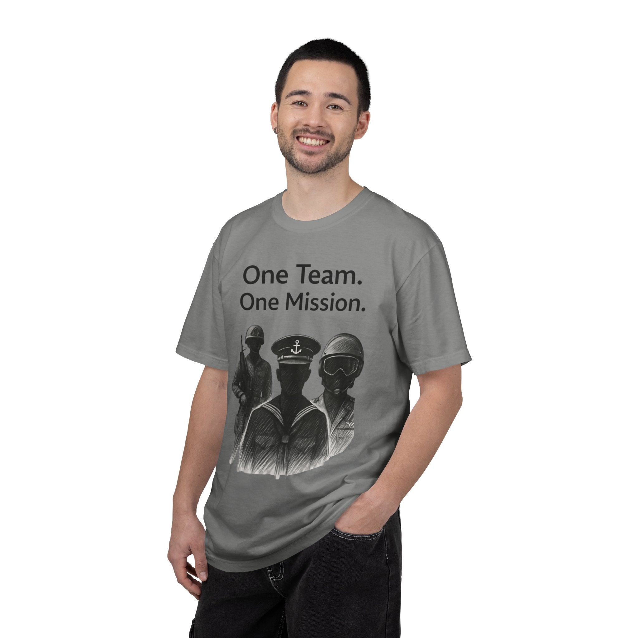"One Team One Mission" Unisex Garment-Dyed T-shirt