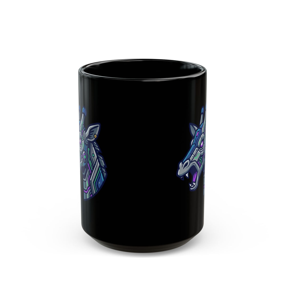 "Cyber Giraffe" Black Ceramic Mug — Graphic