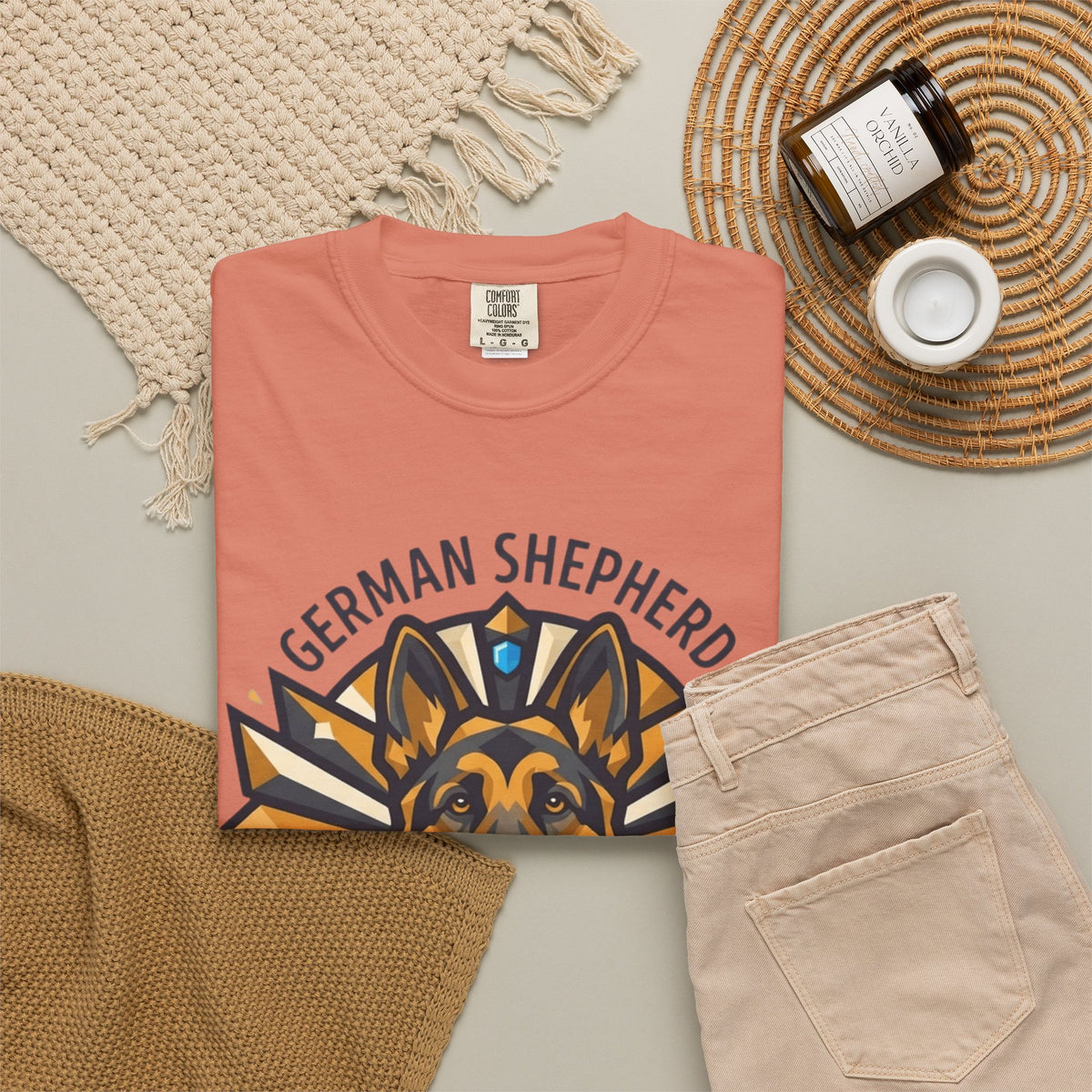 "German Shepherd Guardian Loyal Brave" Unisex Garment-Dyed Tee