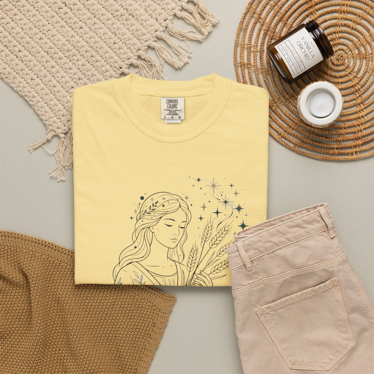 "Virgo The Wheat Maiden" Unisex Garment-Dyed Tee
