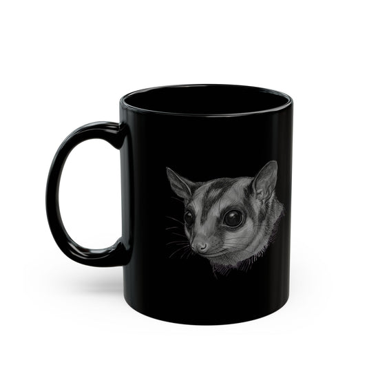 "Pencil Sketch Art Sugar Glider" Black Ceramic Mug — Graphic