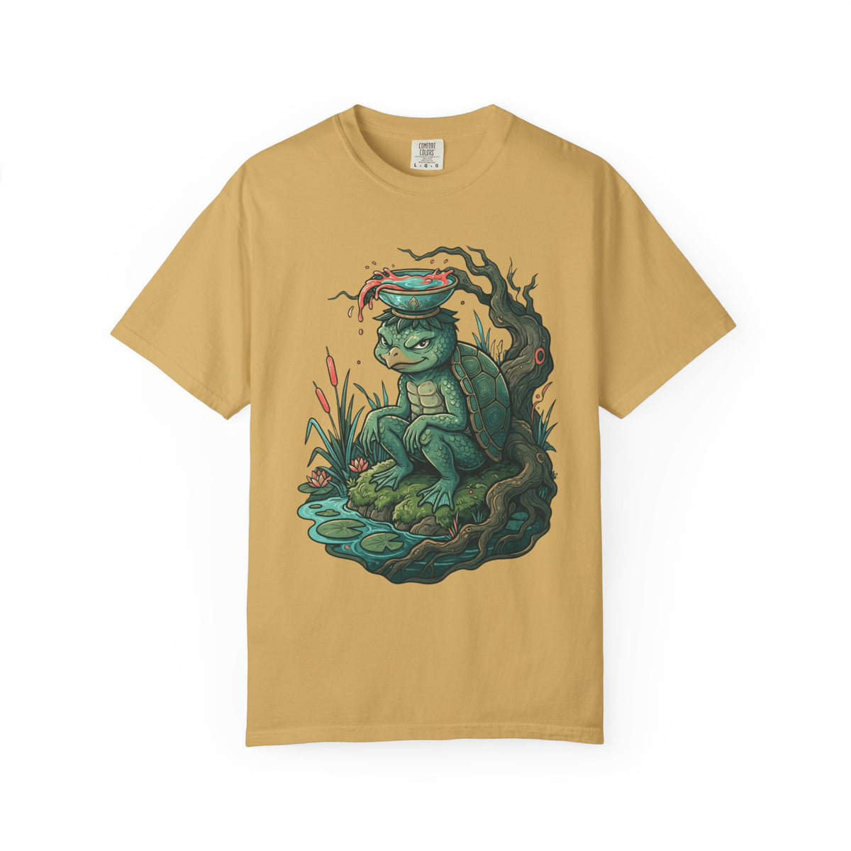Color: Mustard | Kappa (Japanese Folklore) Unisex Garment-Dyed Tee
