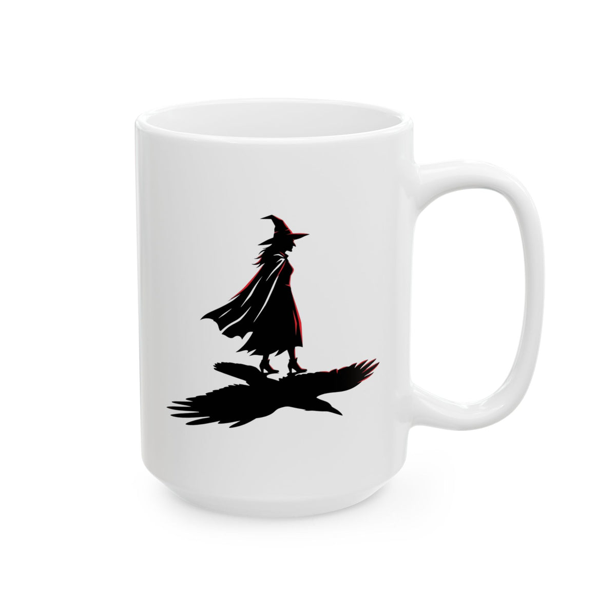 "Witch With Raven Shadow" White Ceramic Mug