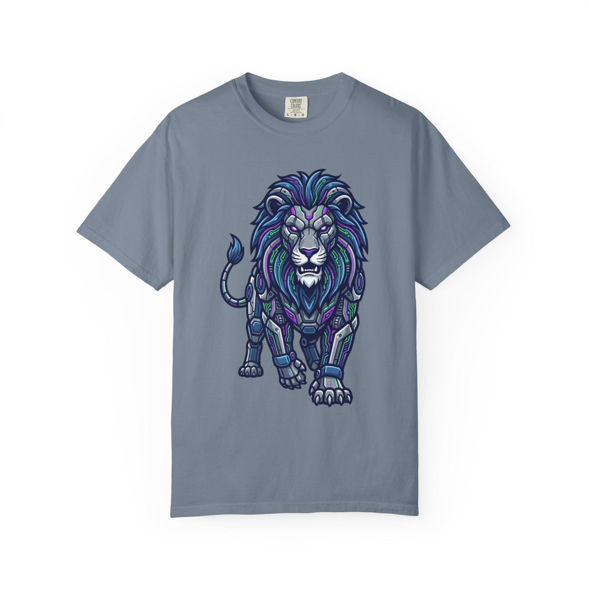 Color: Blue Jean | Cyber Lion Unisex Garment-Dyed Tee