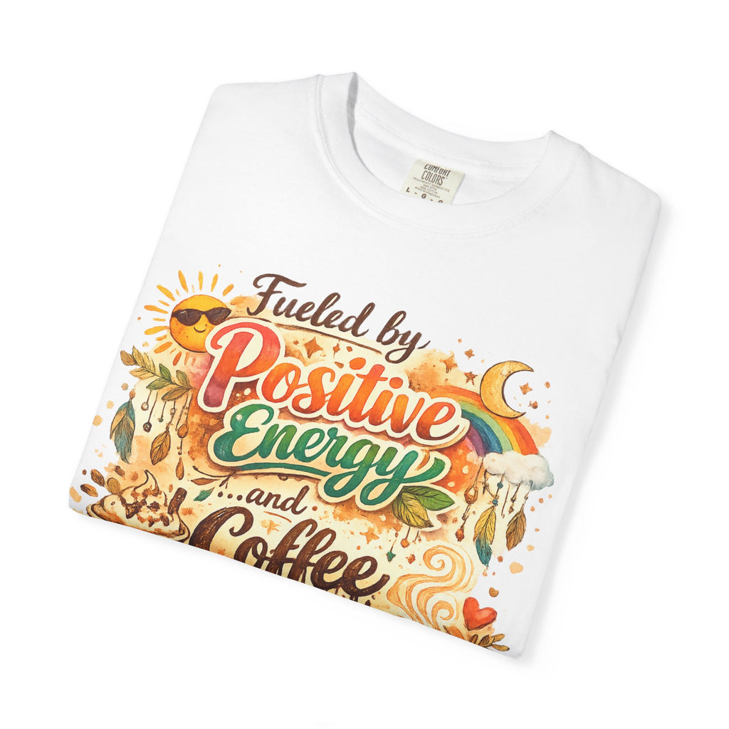 "Fueled by Positive Energy and Coffee T-Shirt" Unisex Garment-Dyed T-shirt