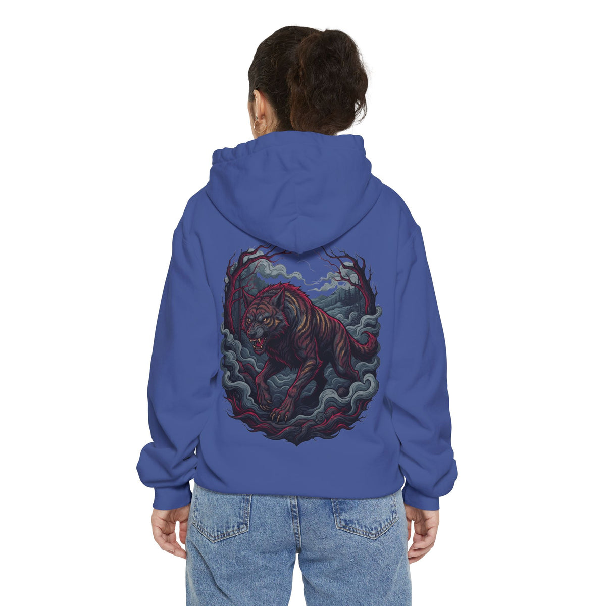 Color: Flo Blue | The Beast of Gévaudan (France) Garment-Dyed Hoodie