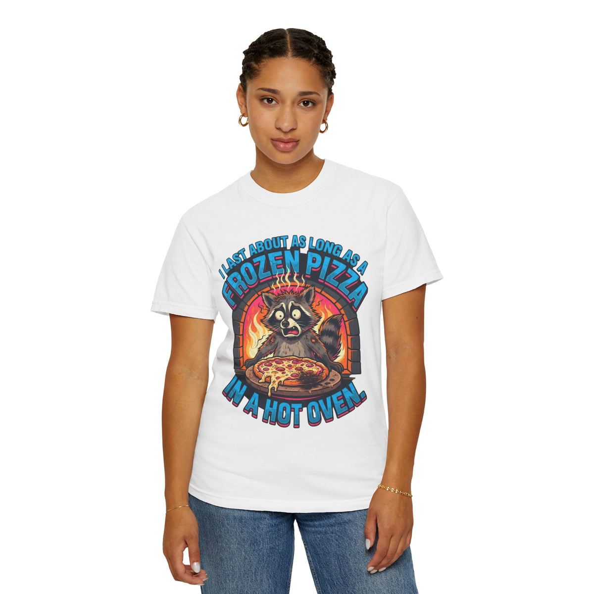 Color: White | Frozen Pizza in a Hot Oven Unisex Garment-Dyed Tee