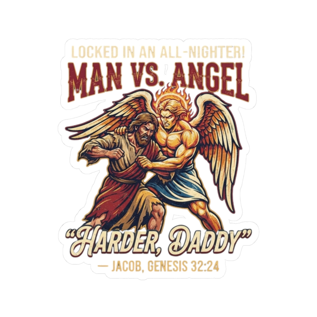 "Good Book Series Man vs Angel" Sticker — Main