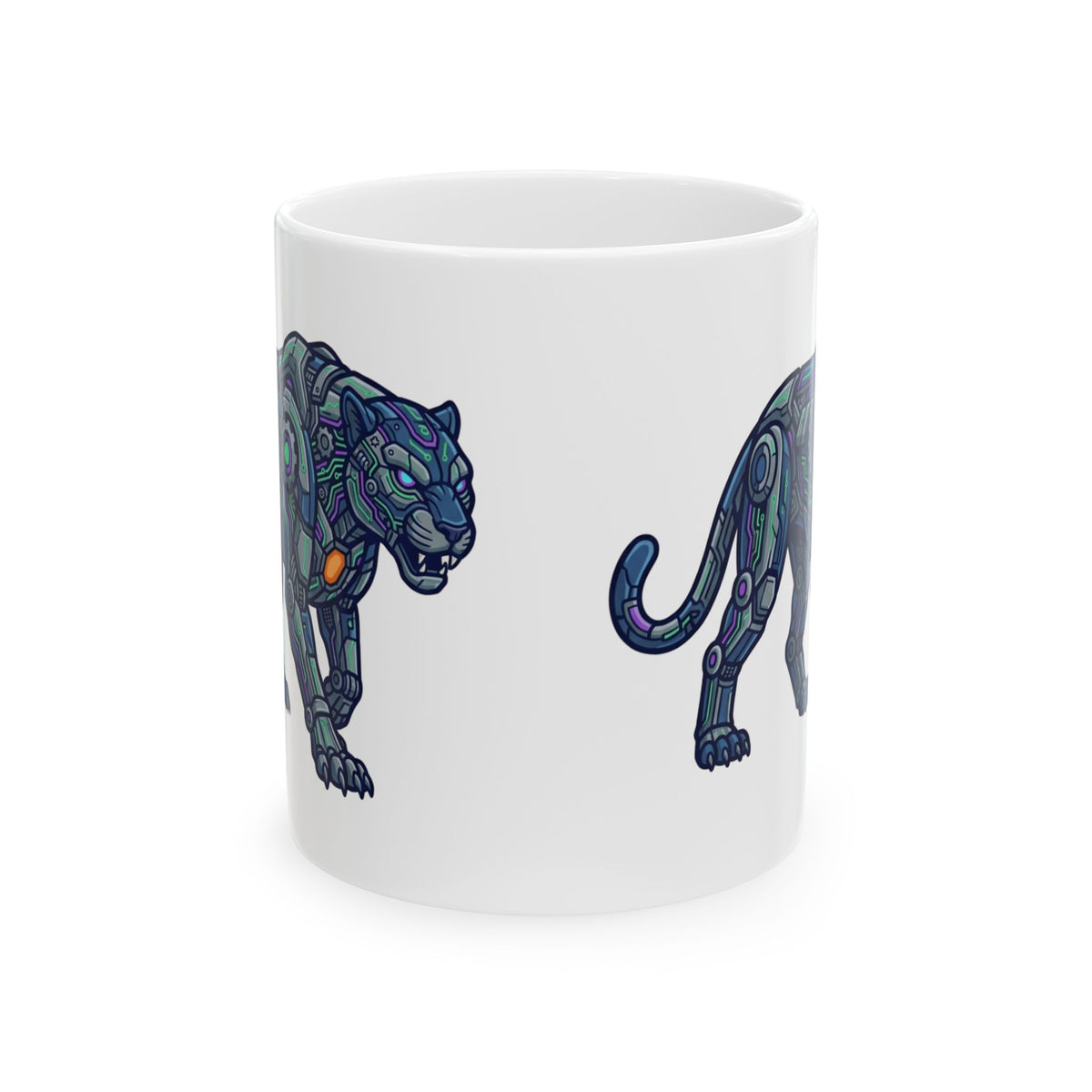 "Cyber Panther" White Ceramic Mug